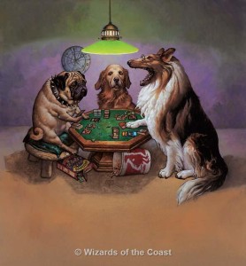 Dogs Playing MTG