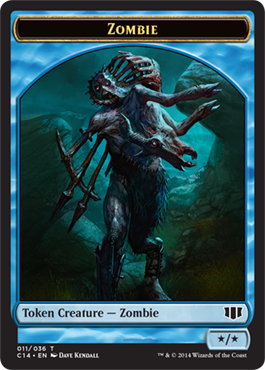 Zombie (blue) Commander 2014 Token